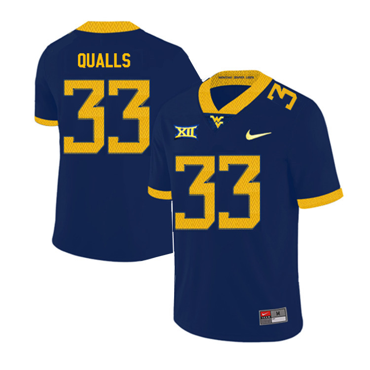 2019 Men #33 Quondarius Qualls West Virginia Mountaineers College Football Jerseys Sale-Navy - Click Image to Close
